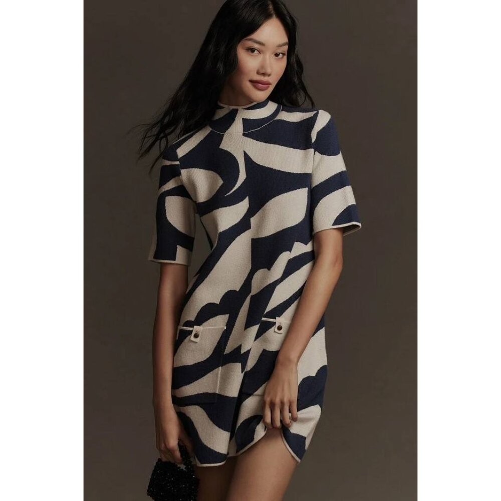 NWT Anthropologie Maeve The Annalise Mock-Neck Mini Sweater Dress Size L
